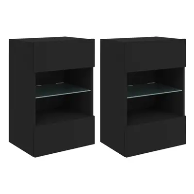 (black, x x 60.5 cm/ pcs) vidaXL TV Wall Cabinets with LED Lights TV Wall Unit Storage Floating 