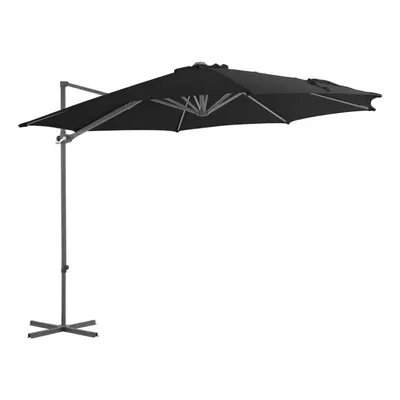 vidaXL Cantilever Umbrella with Steel Pole Black Outdoor Patio Garden Parasol