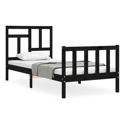 (black, x cm) vidaXL Bed Frame Bed Base Wooden Bed with Headboard Super King Size Solid Wood