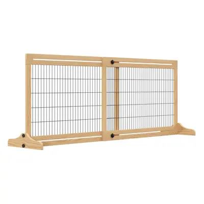 PawHut Adjustable Wooden Pet Gate Freestanding Dog Barrier for Doorway