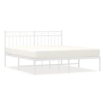 (white, 160x200 cm/with headboard) vidaXL Metal Bed Frame Home Bedroom Bed Base Mattress Foundat