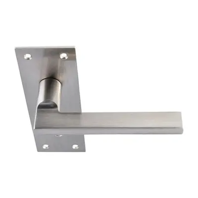 PAIR Straight Bar Handle on Slim Lock Backplate x 50mm Satin Nickel