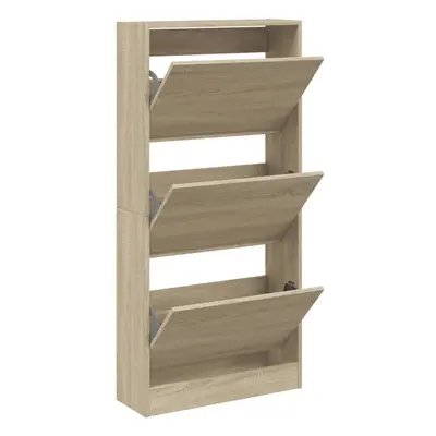 (sonoma oak, x x 125.5 cm) vidaXL Shoe Cabinet with Flip-Drawers Shoe Storage Shelf Shoe Rack Cu