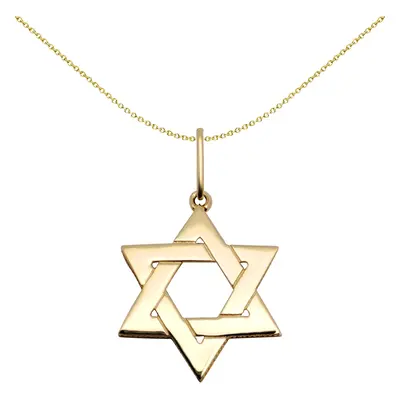 Jewelco London Solid 9ct Yellow Gold Magen David Star Charm Pendant - JPD140