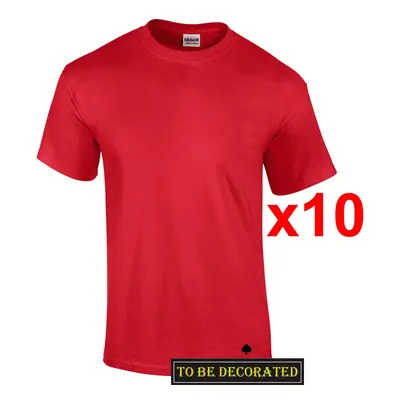 (3XL) Packs Gildan T-SHIRT Basic Tee - 5XL Small Big Men Heavy Cotton (Red)