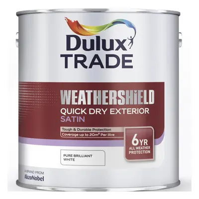 Dulux Trade Weathershield Quick Drying Satin Pure Brilliant White 2.5 Litres