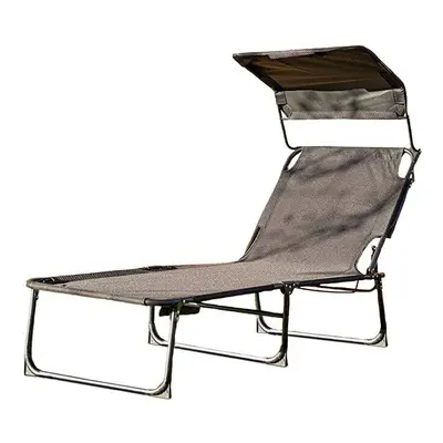 Reclining Sun Lounger w Storage Bag Sun Shade Canopy Recline Angles