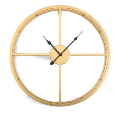 (Gold, 50cm) 50CM/60CM Double Layer Wall Clock Creative Living Room Round Vintage Wrought Iron W