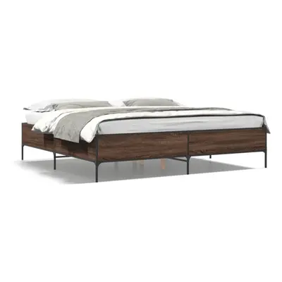 (brown oak, x cm/ cm) vidaXL Bed Frame Home Bed Base Mattress Foundation Engineered Wood and Met