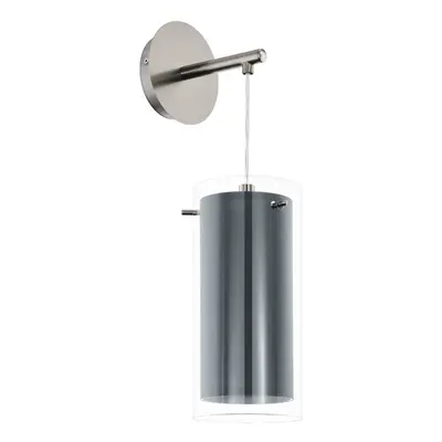 Wall Light Colour Satin Nickel Shade Clear Grey Glass Fabric Bulb E27 1x16W