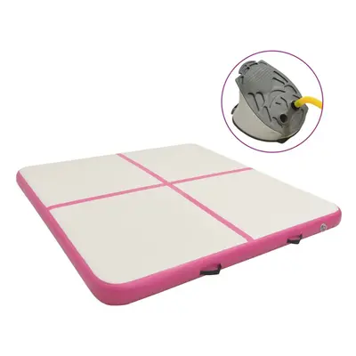 vidaXL Inflatable Gymnastics Mat with Pump 200x200x15 cm PVC Pink Exercise