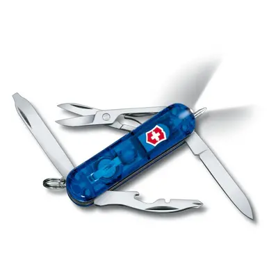 Midnite Manager Swiss Army Pocket Knife, Small, Multi Tool, Functions, LED, Scissors, Blue Trans