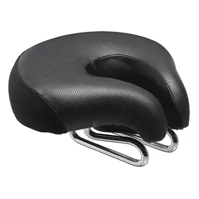 (Black) Bicycle Noseless Saddle Wide Large Soft PVC PU Pad