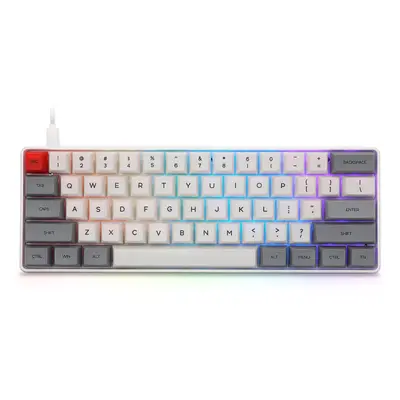 (Grey) Keys Wired Mechanical Keyboard Blue Switch Metal Panel Backlight Effects Gaming Keyboard