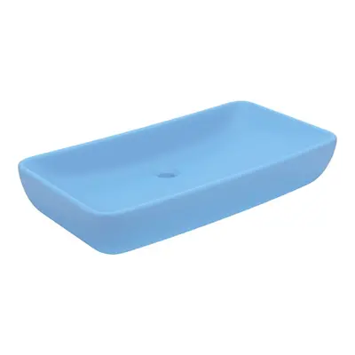 vidaXL Luxury Basin Rectangular Matt Light Blue Ceramic Counter Top Wash Sink