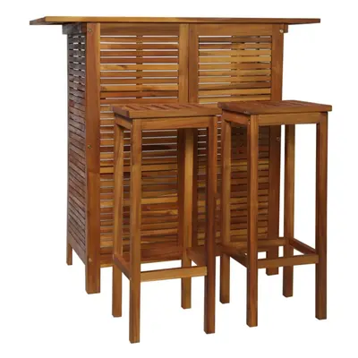 vidaXL Solid Acacia Wood Bar Table and Chair Set Piece Dining Furniture