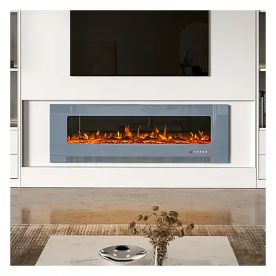 (Grey, 60inch) LED Electric Fireplace with Remote Control