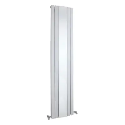 Square Vertical Double Panel Radiator with Mirror - 1800mm x 354mm - BTU - Satin White