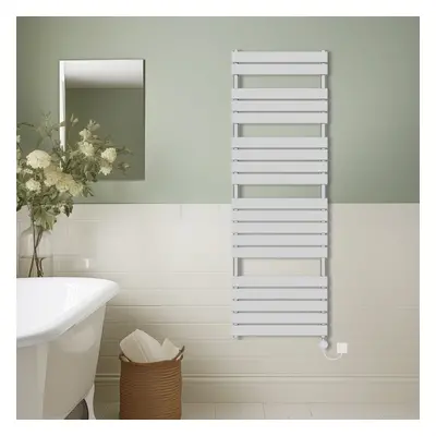 (Chrome, 1800x600mm) Prefilled Thermostatic Electric Flat Panel Heated Towel Rail Ladder Warmer 