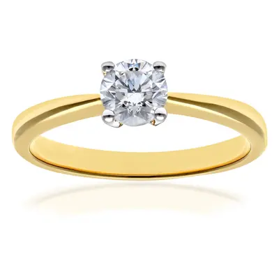 (L) Jewelco London 18ct Yellow Gold Engagement Ring, IJ/I Certified Diamond, Round Brilliant, 0.