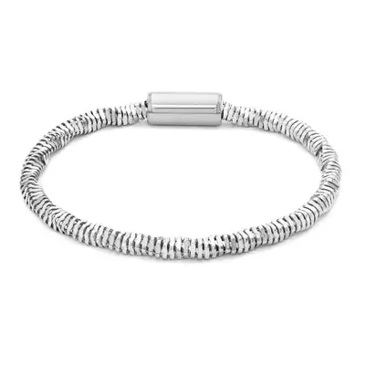 Jewelco London Rhodium Coated Sterling Silver Diamond-Cut Twist Popcorn Bracelet - ABB109C