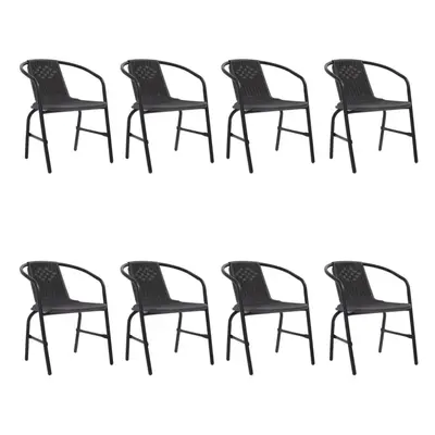 (8) vidaXL 2/4/6/8x Garden Chairs Plastic Rattan and Steel Outdoor Armchair Seat