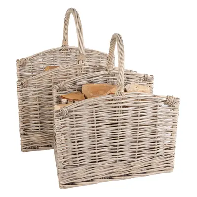 CHARLES BENTLEY Log Basket, Snug, Set Of Two, Open Ended, Wicker Log Baskets, Storage, Handmade,