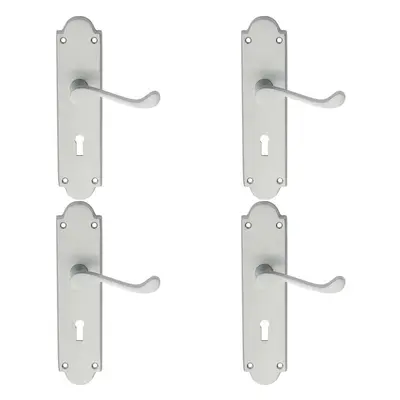 4x PAIR Victorian Scroll Handle on Lock Backplate x 49mm Satin Chrome