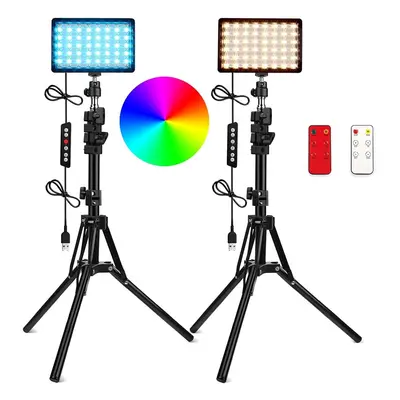 (B) LED USB Video Light Lamp with Adjustable Tripod Remote Control for YouTube Photography Game 