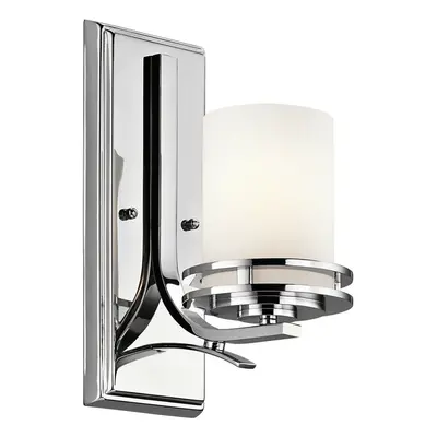 IP44 Wall Light Satin Edged Cased Opal Glass Curved Polished Chrome LED G9 3.5W