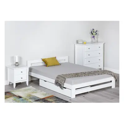 (Double, White) Wooden Xiamen Minimalist Bed Frame