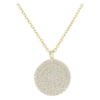 Jewelco London 9ct Yellow Gold Round 20pts Diamond Halo Pendant Necklace inch 42cm - DP1AXL637Y