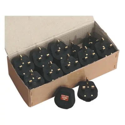 20 PK Black 13A Plug - Rewireable Pin UK Plug - Fused - Electrical Replacement