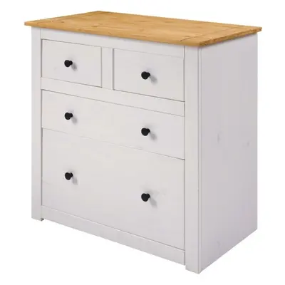 Panama 2+2 Drawer Chest in White and Natural Wax Finish