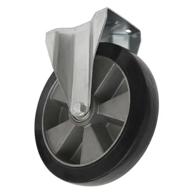 152mm Heavy Duty Fixed Castor Wheel - 50mm Tread - Rubber with Aluminium Core