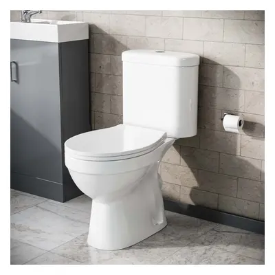 Nes Home Close Coupled Round Toilet With Soft Close Seat White