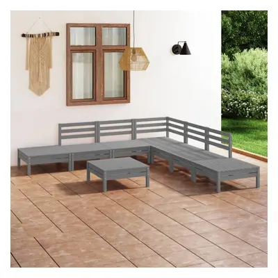 vidaXL Garden Lounge Set Wooden Outdoor Lounge Set Piece Solid Pinewood Grey