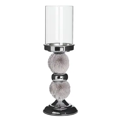 Candle Holder PADRE Glass Silver Grey