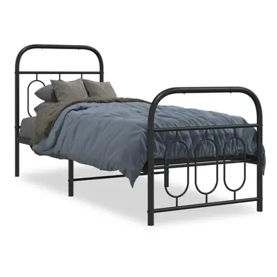 (black, x cm/ with headboard & footboard) vidaXL Metal Bed Frame with Headboard and Footboard Be