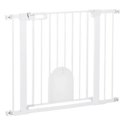 PawHut cm Pet Safety Gate Pressure Fit Stair w/ Small Door Double Locking