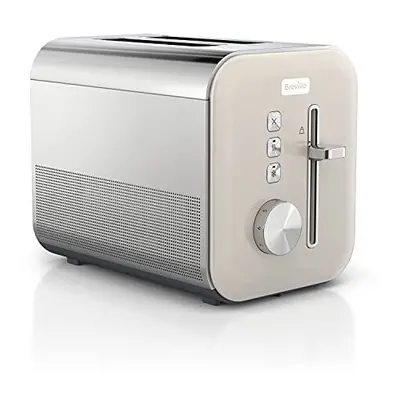 High Gloss 2-Slice Toaster with High-Lift & Wide Slots | Cream & Stainless Steel [VTT967]