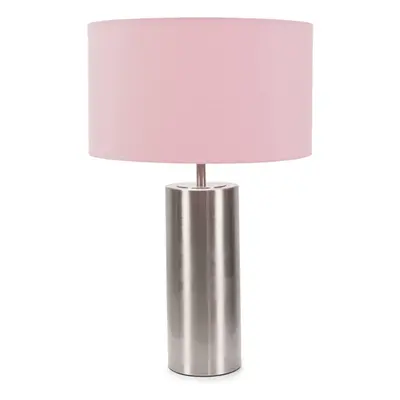 ValueLights Lexy Blush Pink Shade and Chrome Dimmable Touch Table Lamp