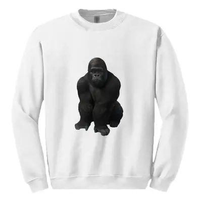 (4XL) Cool Gorilla Animal Design Mens White Sweat Sweater Jumper Sweatshirt