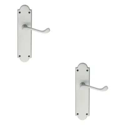 2x PAIR Victorian Scroll Handle on Latch Backplate x 49mm Satin Chrome