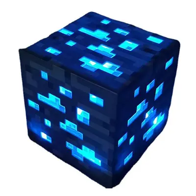 (Blue) Rechargeable Ore Night Light Creative Minecraft Torch Game Lamp Children's Model Toy Home