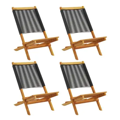 (black, pcs) vidaXL Garden Chairs Outdoor Dining Chair Solid Wood Acacia and Polypropylene