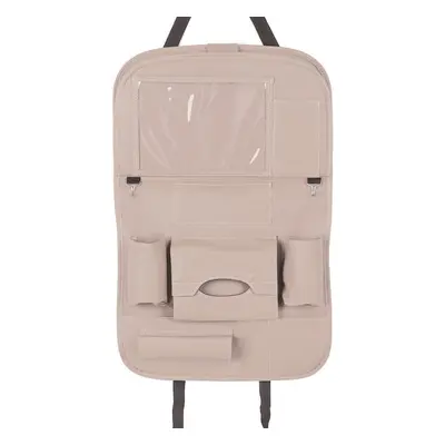 (Beige) Car Backseat Organizer PU Leather Auto Back Seat Cushion