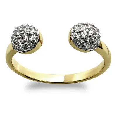 Jewelco London Ladies Solid 9ct Yellow Gold White Round Brilliant Cubic Zirconia Torque Toe Ring