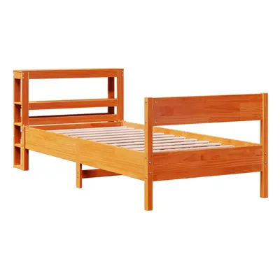 vidaXL Bed Frame with Headboard Wax Brown 90x190 cm Single Solid Wood Pine