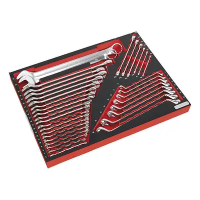 35pc Combination & Double Ended Spanner Set with x 397mm Tool Tray - Offset